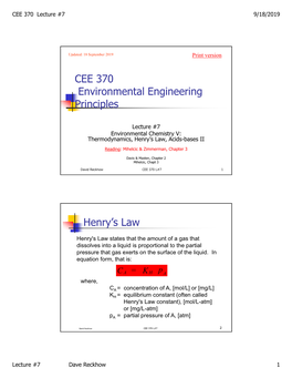 CEE 370 Environmental Engineering Principles Henry's