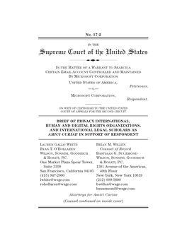 Privacy International, Human and Digital Rights Organizations, and International Legal Scholars As Amici Curiae in Support of Respondent