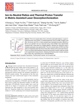 Ion-To-Neutral Ratios and Thermal Proton Transfer in Matrix-Assisted Laser Desorption/Ionization