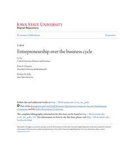 Entrepreneurship Over the Business Cycle Li Yu Central University of Finance and Economics