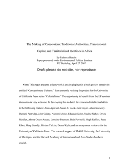 The Making of Concessions: Traditional Authorities, Transnational