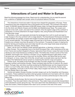 Interactions of Land and Water in Europe