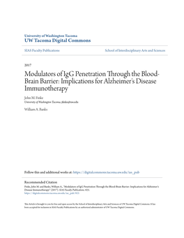 Modulators of Igg Penetration Through the Blood-Brain Barrier: Implications for Alzheimer's Disease Immunotherapy