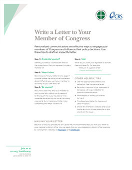 Write a Letter to Your Member of Congress