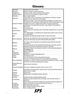 Glossary of Basic Orthotic & Prosthetic Terminology