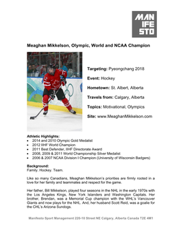 Meaghan Mikkelson, Olympic, World and NCAA Champion