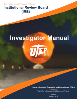 Investigator Manual for Human Subjects Research