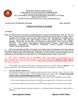 Notice Inviting E-Tender