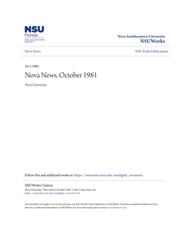 Nova News, October 1981 Nova University