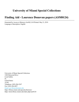 Laurence Donovan Papers (ASM0124)