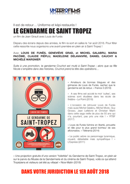 LE GENDARME DE SAINT TROPEZ Un ﬁlm De Jean Girault Avec Louis De Funès