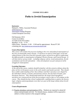 Paths to Jewish Emancipation