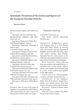 Systematic Treatment of the Genera and Species of the European Tineidae (Part II)