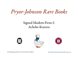 Signed Modern Firsts I: Achebe–Kunzru