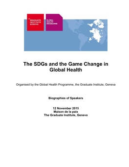 The Sdgs and the Game Change in Global Health