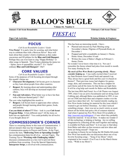 BALOO's BUGLE Volume 10, Number 6 January Cub Scout Roundtable February Cub Scout Theme FIESTA!! Tiger Cub Activities Webelos Scholar & Engineer