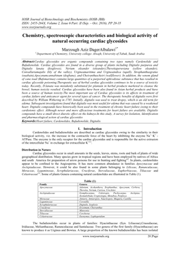 Chemistry, Spectroscopic Characteristics and Biological Activity of Natural Occurring Cardiac Glycosides