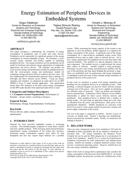 Energy Estimation of Peripheral Devices in Embedded Systems Ozgur Celebican Vincent J