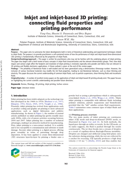 Inkjet and Inkjet-Based 3D Printing: Connecting Fluid Properties and Printing Performance
