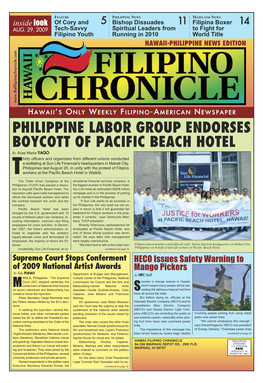 Philippine Labor Group Endorses Boycott of Pacific Beach Hotel