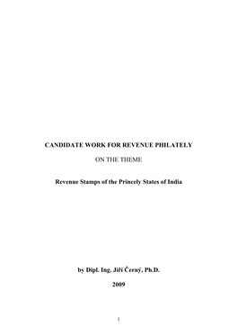 Revenues of the Princely States of India-Candidate Work