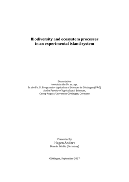 Biodiversity and Ecosystem Processes in an Experimental Island System
