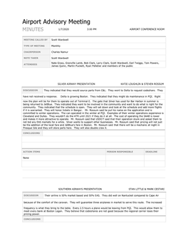 Airport Advisory Meeting MINUTES 1/7/2020 3:00 PM AIRPORT CONFERENCE ROOM