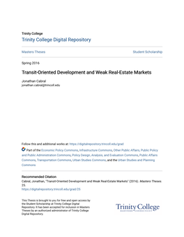 Transit-Oriented Development and Weak Real-Estate Markets