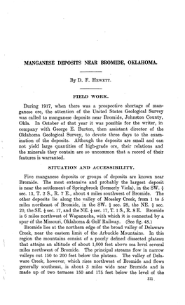 Manganese Deposits Near Bromide, Oklahoma