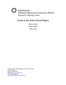 Guide to the Arthur Ehrat Papers