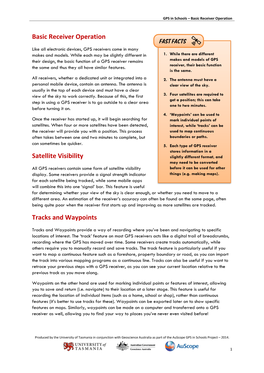 Basic Receiver Operation Satellite Visibility Tracks and Waypoints