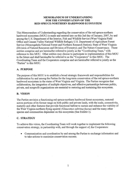 Memorandum of Understanding for the Conservation of the Red Spruce-Northern Hardwood Ecosystem