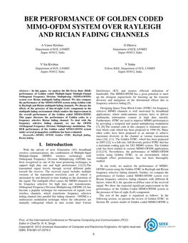 Ber Performance of Golden Coded Mimo-Ofdm System Over Rayleigh and Rician Fading Channels