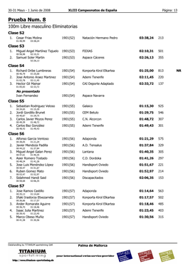 Prueba Num. 8 100M Libre Masculino Eliminatorias Clase S2 1