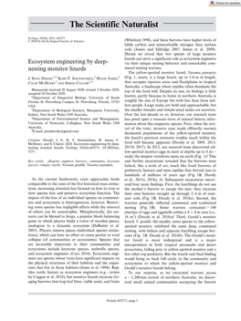 Ecosystem Engineering by Deep‐Nesting Monitor Lizards