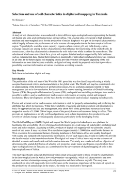 Selection and Use of Soil Characteristics in Digital Soil Mapping in Tanzania