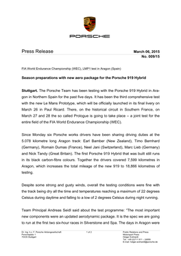 Press Release March 06, 2015 No