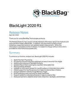 BLACKLIGHT 2020 R1 Release Notes