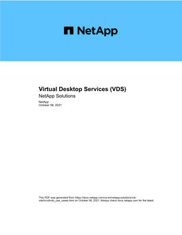 Virtual Desktop Services (VDS) : Netapp Solutions