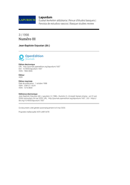 Lapurdum, 3 | 1998, « Numéro III » [Linean], Sarean Emana----An 01 Juin 2008, Kontsultatu 04 Mai 2020