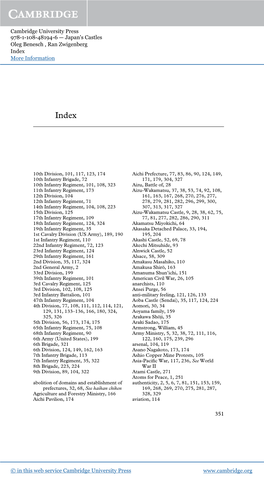 Cambridge University Press 978-1-108-48194-6 — Japan's Castles Oleg Benesch , Ran Zwigenberg Index More Information