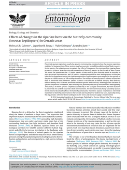 Effects of Changes in the Riparian Forest on the Butterﬂy Community