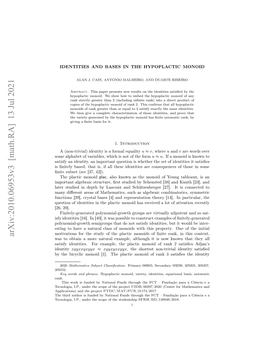 Arxiv:2010.06953V2 [Math.RA] 23 Apr 2021