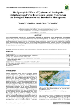 The Synergistic Effects of Typhoon and Earthquake Disturbances on Forest Ecosystems: Lessons from Taiwan for Ecological Restoration and Sustainable Management