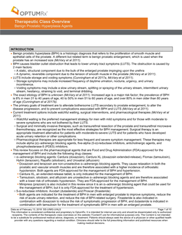 Therapeutic Class Overview Benign Prostatic Hyperplasia Agents