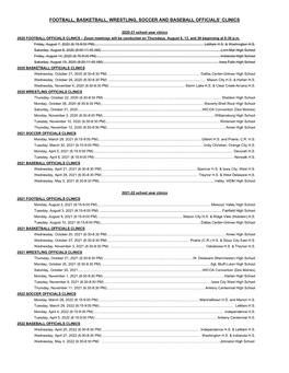 Football, Basketball, Wrestling, Soccer and Baseball Officials’ Clinics