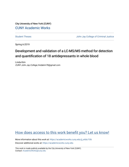 Development and Validation of a LC-MS/MS Method for Detection and Quantification of 18 Antidepressants in Whole Blood