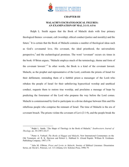 Chapter Iii Malachi's Eschatological Figures