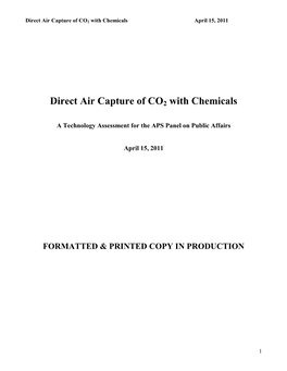 Direct Air Capture of CO2 with Chemicals