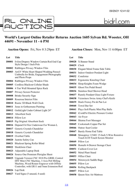 World's Largest Online Retailer Returns Auction 1605 Sylvan Rd